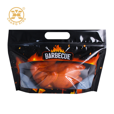 Custom Printed Zipper Plastic Packaging for Rotisserie Hot Grill Roasted Chicken and Deli Meat Moisture Proof Feature
