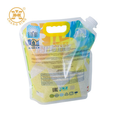 Custom Rice Packaging Spout Pouch Resealable Plastic Pouch Printed Rice Bag with Handle Rice Bags