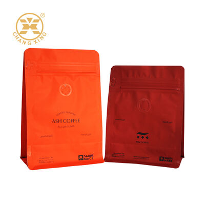 Custom Printed Flat Bottom Coffee Packaging Bag Zipper Seal Packaging Pouch With Valve