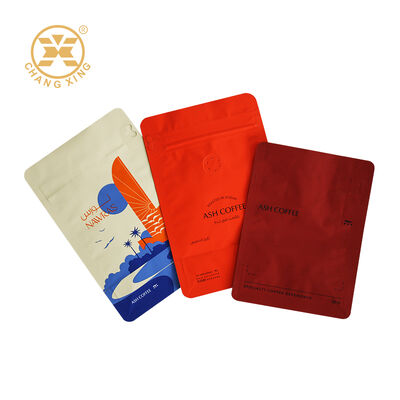 Custom Printed Flat Bottom Coffee Packaging Bag Zipper Seal Packaging Pouch With Valve