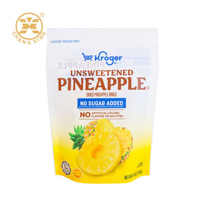 Custom Print Resealable Zipper Plastic Dry Fruit Dried Mango Pineapple Slices Packaging Bags Stand Up Pouch Bags