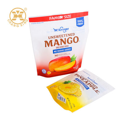 Custom Print Resealable Zipper Plastic Dry Fruit Dried Mango Pineapple Slices Packaging Bags Stand Up Pouch Bags