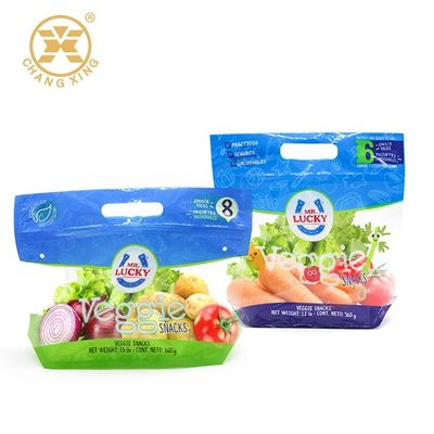 500g Perforated LDPE Vegetable Packing Bags Salad Poly Stand Up Pouches With Holes