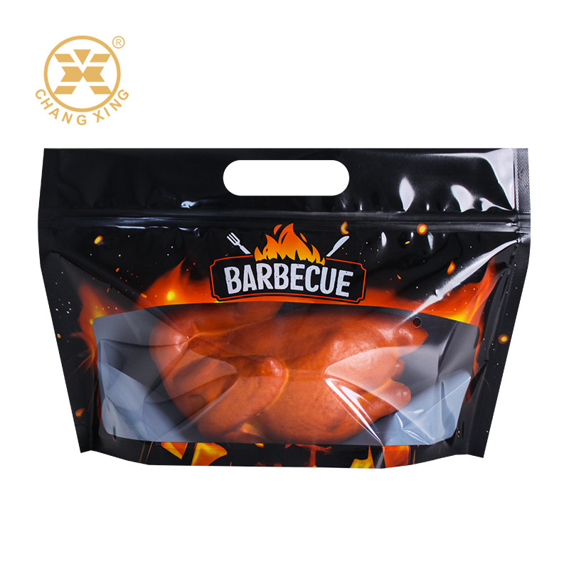 Custom Printed Zipper Plastic Packaging for Rotisserie Hot Grill Roasted Chicken and Deli Meat Moisture Proof Feature