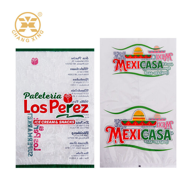 Bulk Custom Printed Side Seal Plastic Taco Pie Packaging Bag with Clear Window Gravure Printing Easy Fill Opening