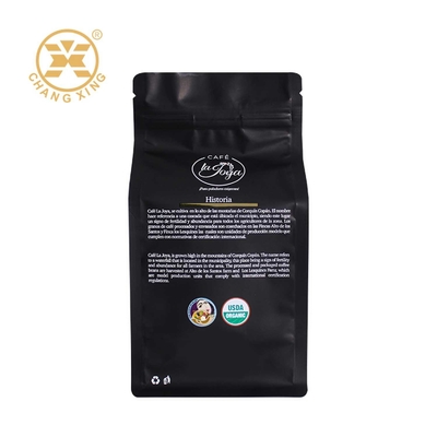 Напечатанный черный пустой Compostable кофе 500g кладет одно дно в мешки клапана пути плоское с молнией