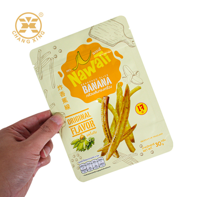 OEM ODM Продовольственный класс закуска Продовольственная упаковочная сумка Пушистый упаковочный пакет Пластиковый рюкзак для жареного бананового полоски чипсы